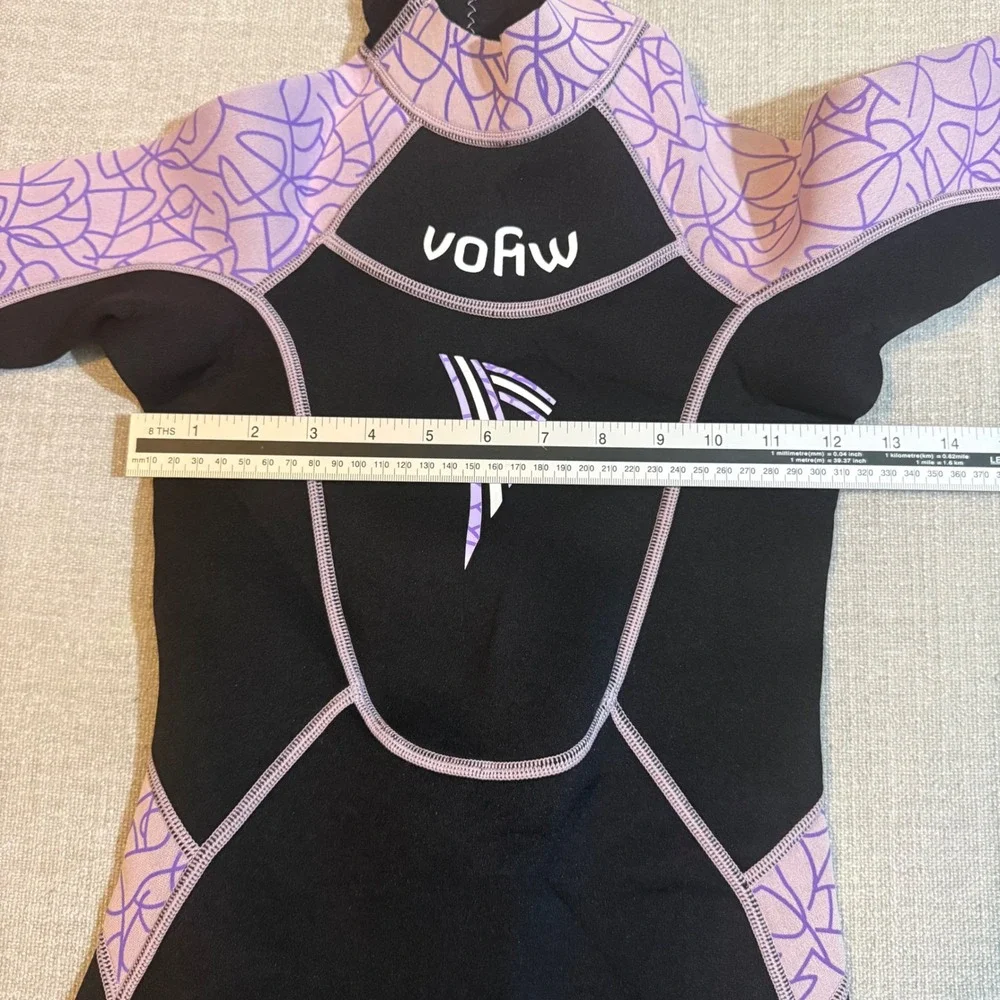 Vofiw Kids Wetsuit Size 8 Black Purple Neoprene Full Body Thermal Swimsuit Scuba